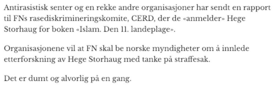 Skjermdump fra Document.no.