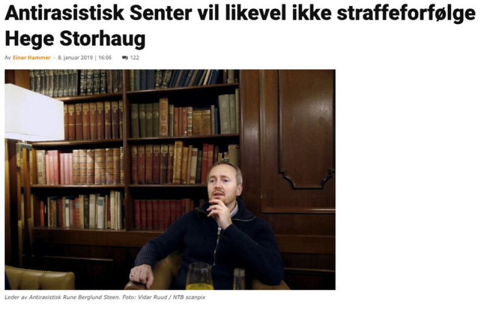 Skjermdump fra Resett.