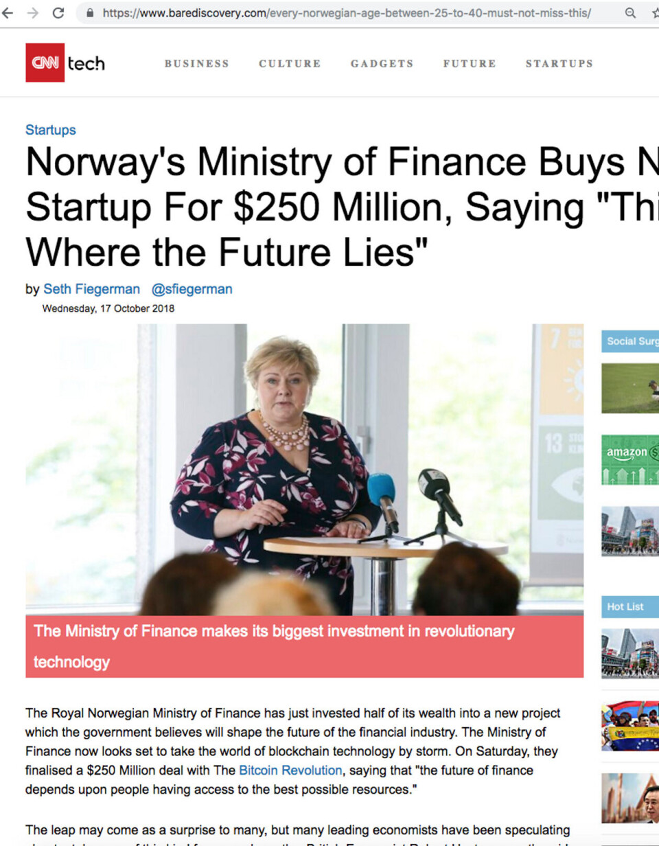 Nei, Norge skal ikke investere 800 millioner kroner i bitcoin-program
