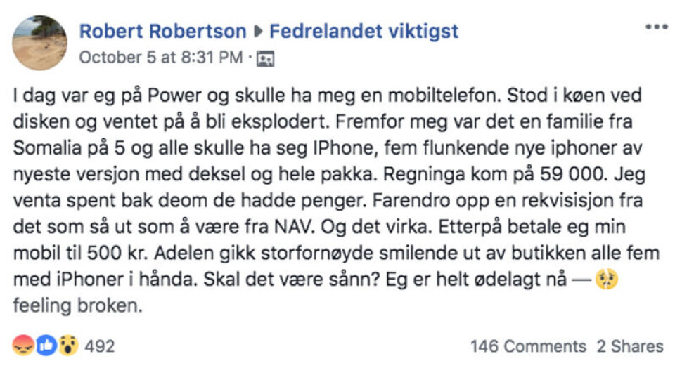 Foto: Skjermdump/Facebook.