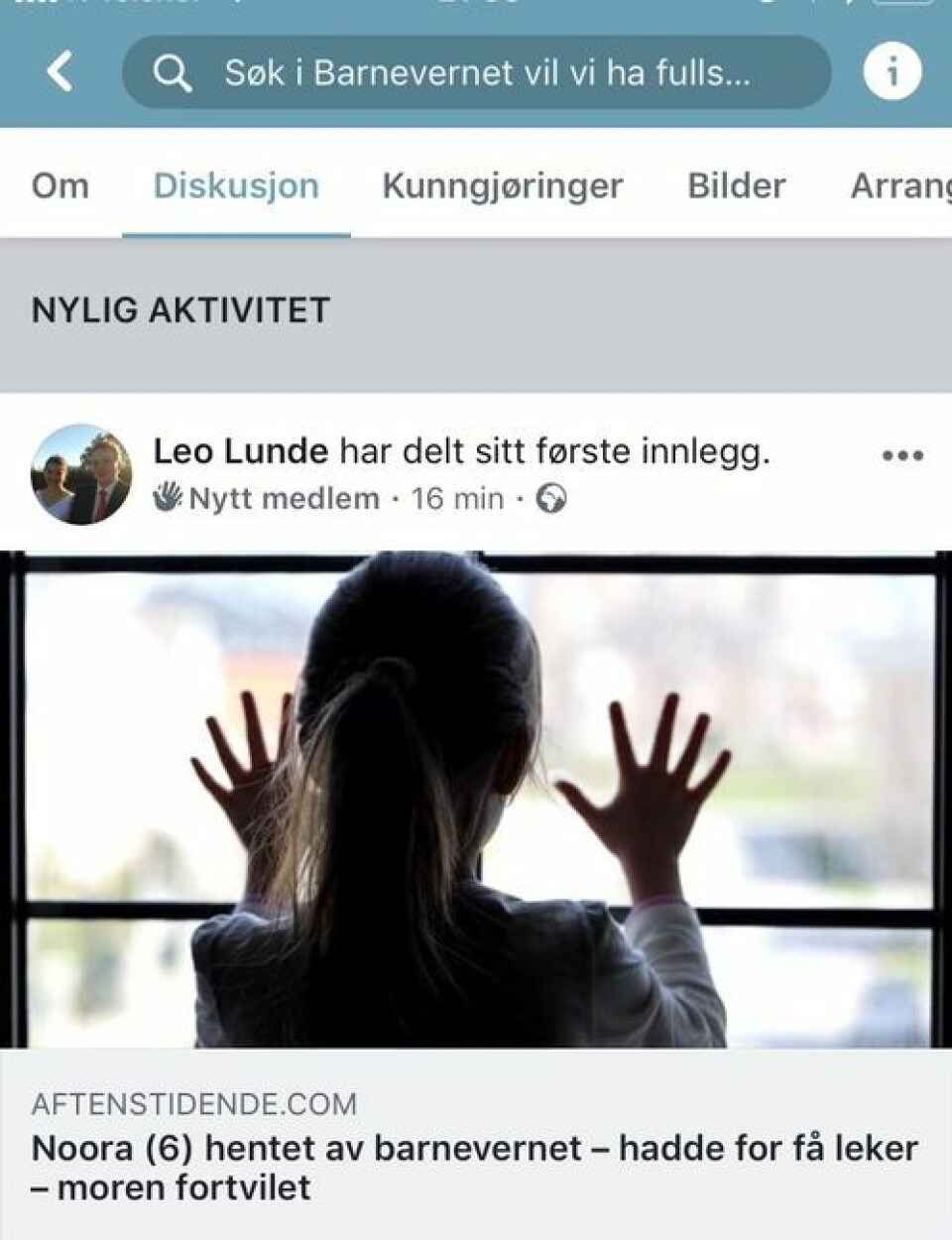 Foto: Skjermdump/Facebook