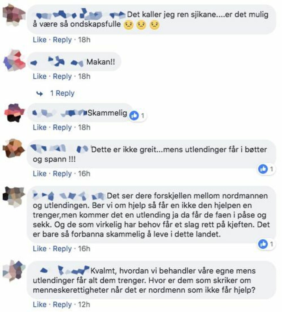 Saken skaper sterke reaksjoner på Facebook. Mange ser ut til å tro på historien. Skjermbilde: Facebook Saken skaper sterke reaksjoner på Facebook. Mange ser ut til å tro på historien.