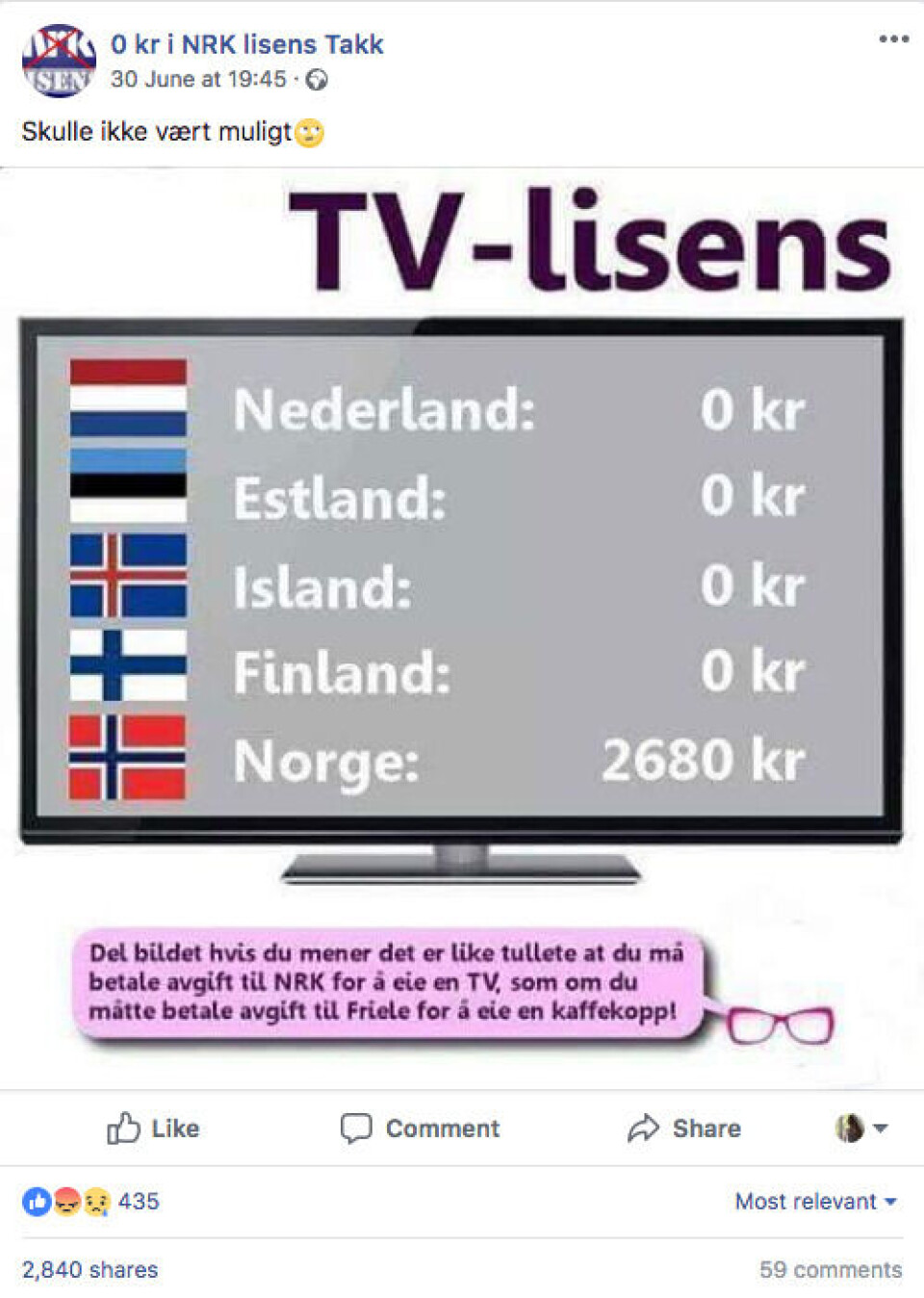Skjermdump: Facebook.com/Neitillisens