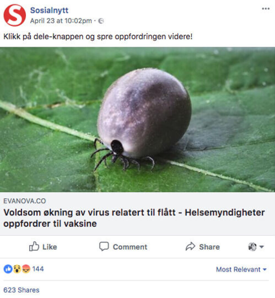Foto: Skjermdump/Facebook.