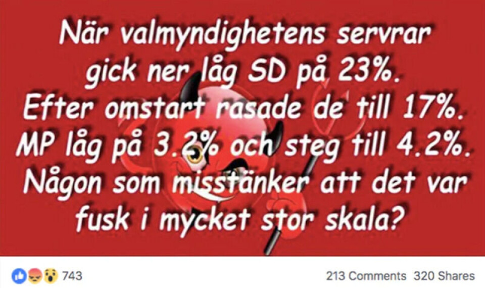 Dette bildet har blitt mye delt i Sverige. Foto: Skjermdump/Facebook. Dette bildet har blitt mye delt i Sverige.