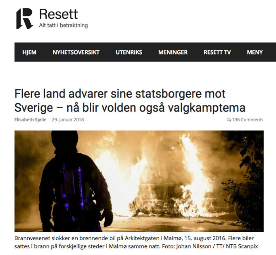 Foto: Skjermdump / Resett