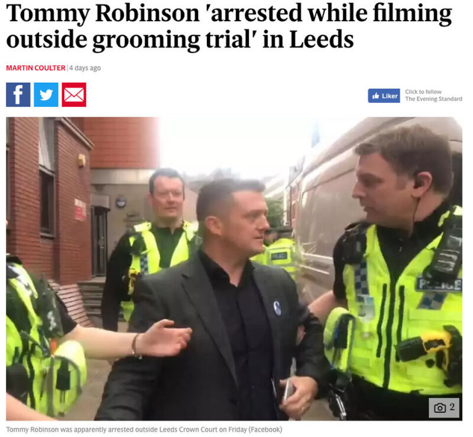 Foto: Skjermdump/Evening Standard.