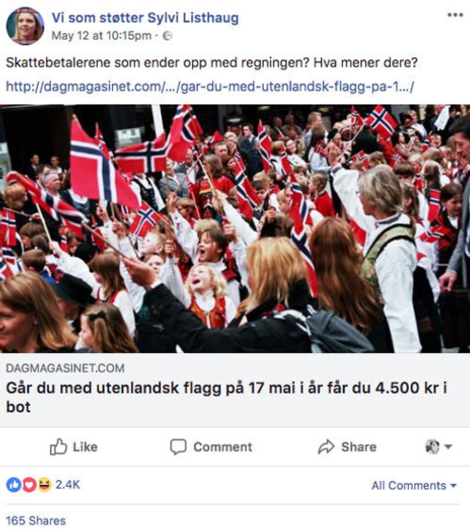 Foto: Skjermdump/Facebook.
