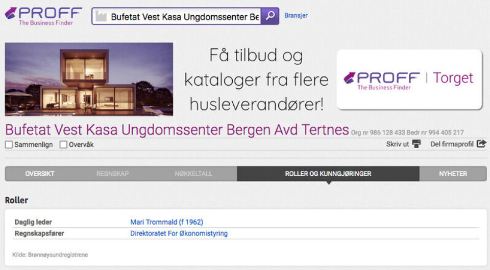 Foto: Skjermdump/proff.no.