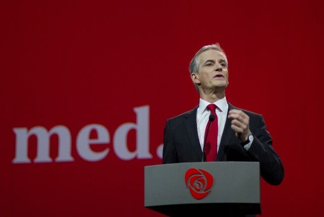 Jonas Gahr Støre holder landsmøtetale. Foto: Arbeiderpartiet Jonas Gahr Støre holder landsmøtetale.