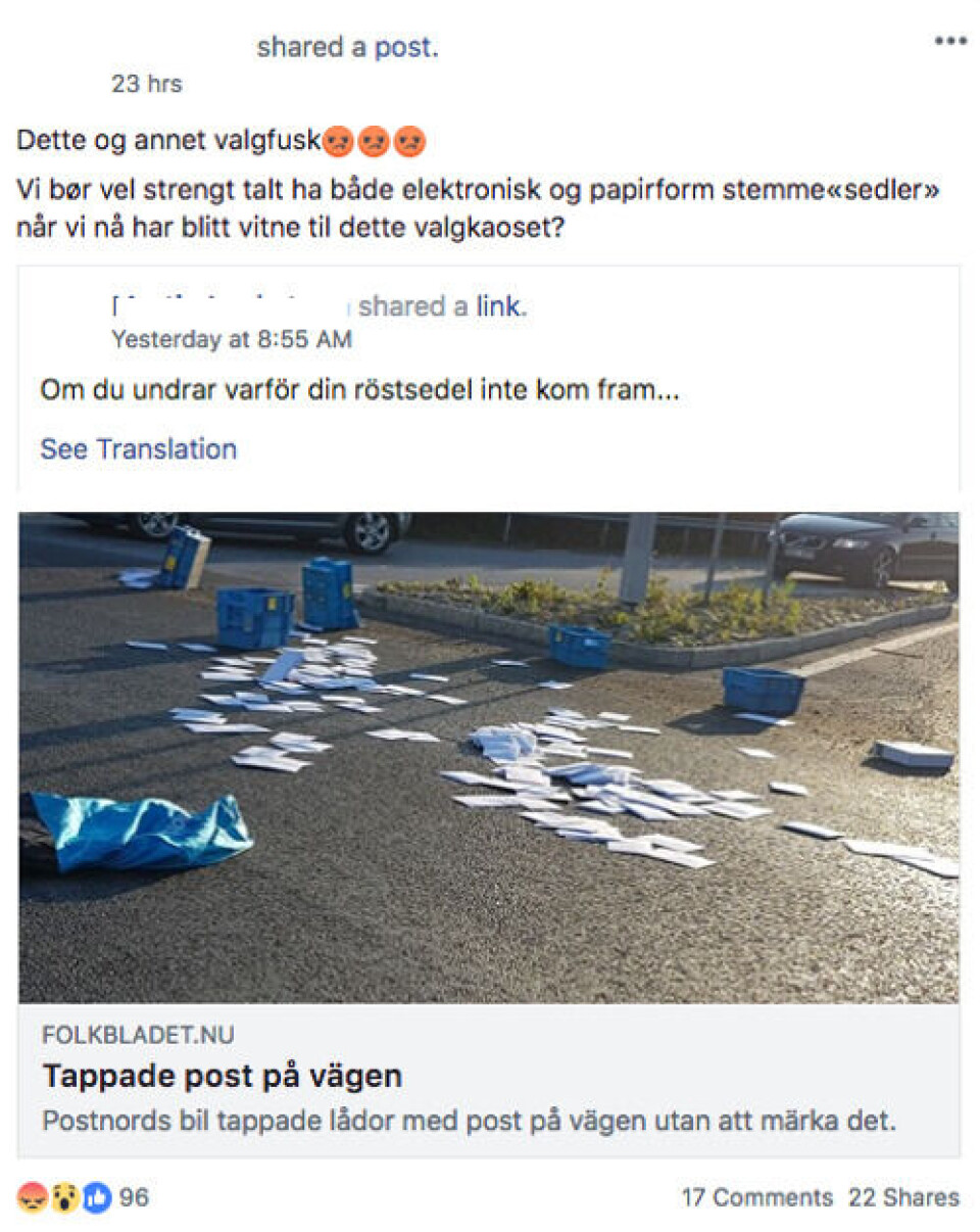 Foto: Skjermdump/Facebook.