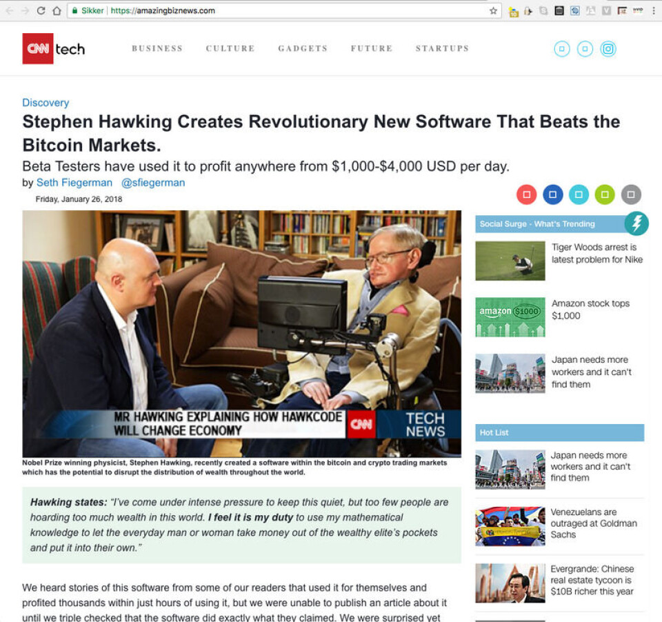 Nei, Stephen Hawking lager ikke et nytt revolusjonerende program som slår Bitcoin-markedet