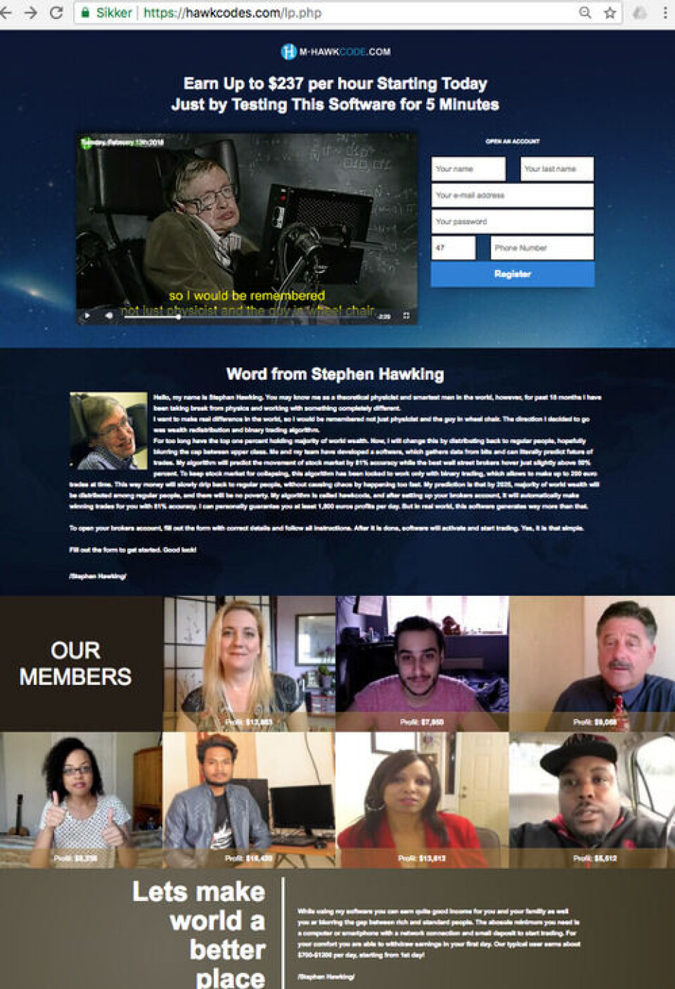 Nei, Stephen Hawking lager ikke et nytt revolusjonerende program som slår Bitcoin-markedet
