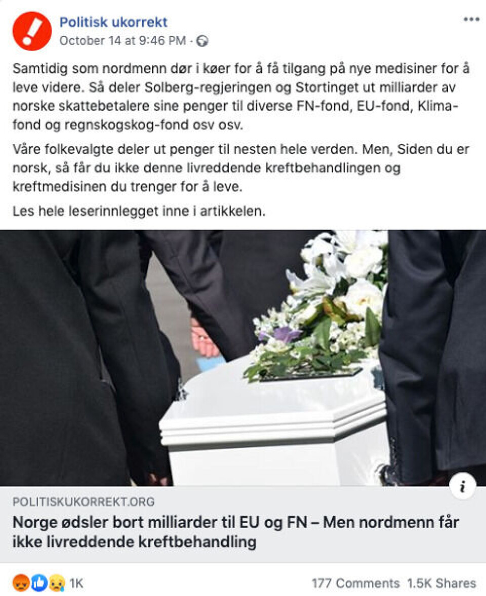 Foto: Skjermdump / Facebook