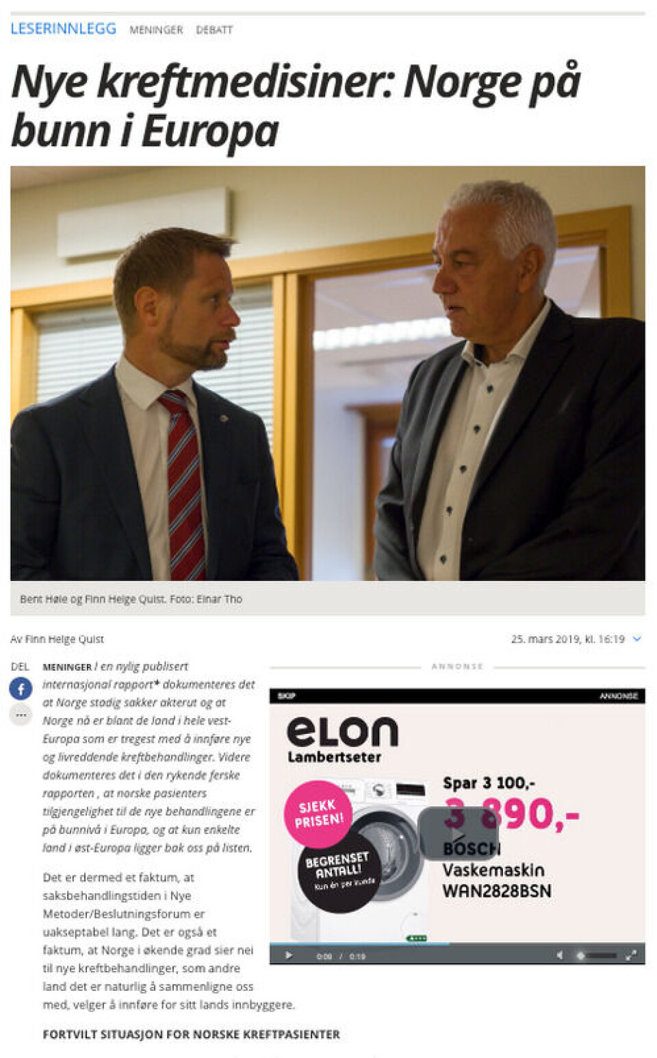 Quists leserinnlegg i Haugesunds Avis 25. mars. Når innlegget publiseres på Polistisk ukorrekt sine nettsider 15.oktober, er både rapporten det vises til og tallene, endret. Foto: Skjermdump / Haugesunds Avis Quists leserinnlegg i Haugesunds Avis 25. mars. Når innlegget publiseres på Polistisk ukorrekt sine nettsider 15.oktober, er både rapporten det vises til og tallene, endret.