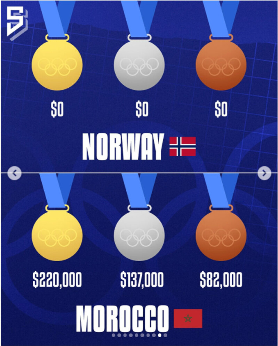 Dette er ett av bildene som har fått folk til å undre på hvorfor ikke Norge deler ut penger til OL-vinnere.