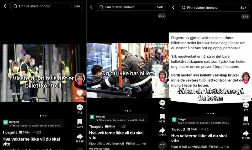 Denne videoen på TikTok har gått viralt med over 600.000 visninger i skrivende stund. Foto: Skjermdump, TikTok.
