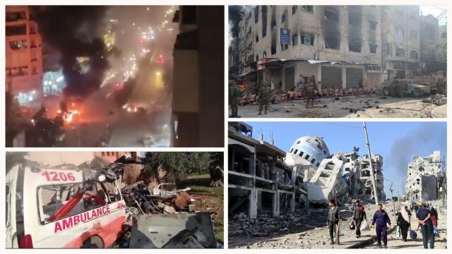 Dette er noen av de over 50 bildene og videoene fra Gaza og Israel som Faktisk Verifiserbar har verifisert. Kilder: Telegram/X, Yousef Fares/Telegram, Palestinske røde halvmåne hovedbilde