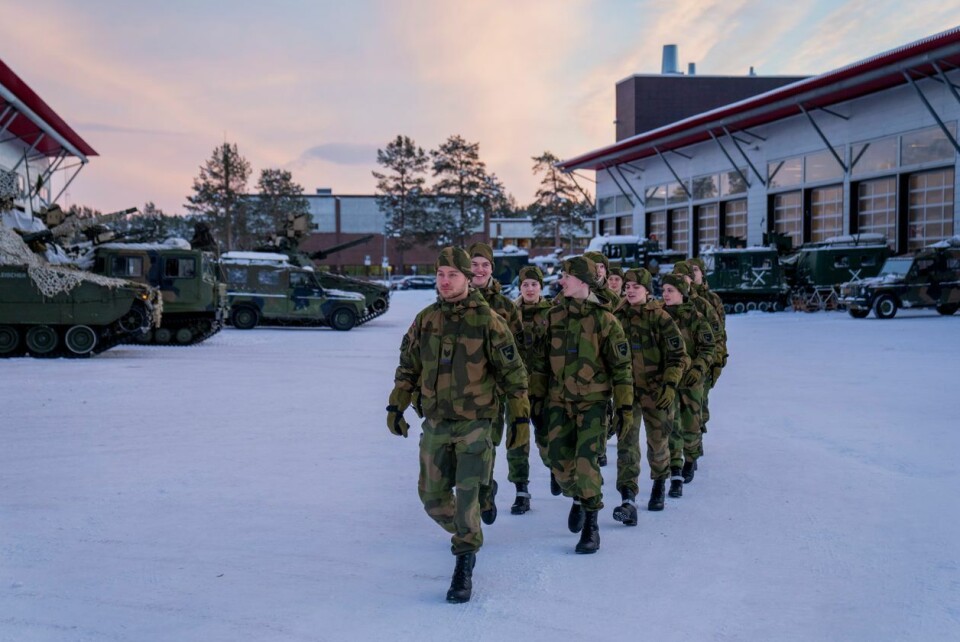 Førstegangstjeneste ved Skjold leir i Indre Troms. Her avtjener Prisse Ingrid Alexandra sin tjeneste i ingeniørbataljonen. Foto: Fredrik Varfjell / NTB