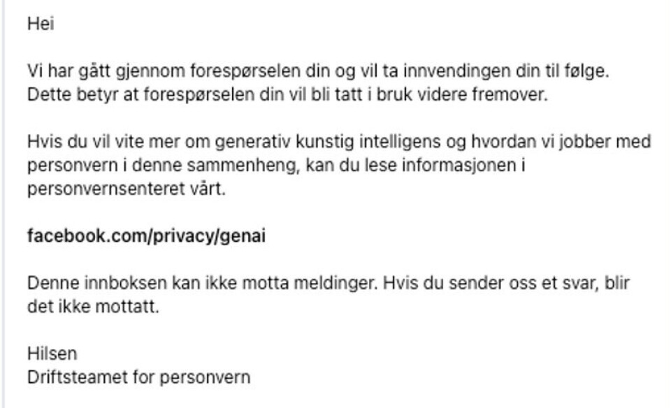 Slik ser det ut når du får protesten din godkjent. Foto: skjermdump, Facebook