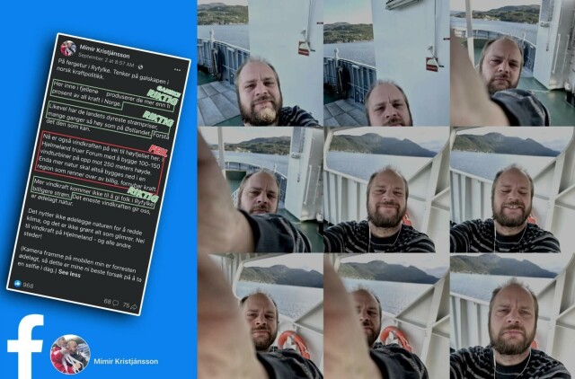 Mímir Kristjánsson har dessverre ødelagt frontkameraet sitt, så selfie blir ni ganger så vanskelig. Faksimile: Facebook/Mímir Kristjánsson hovedbilde