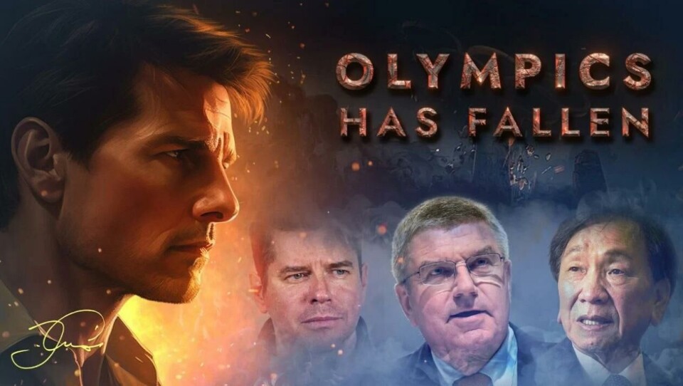 Plakaten til den falske dokumentaren «Olympics Has Fallen» brukte bilde av blant annet filmstjernen Tom Cruise. Videoen har blitt fjernet fra YouTube og nettsiden.