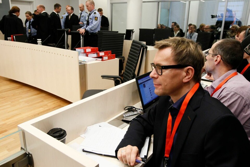 Psykolog Pål Grøndahl i rettssal 250 i Oslo i 2012 da terroristen Anders Behring Breivik sto tiltalt. Foto: Heiko Junge / NTB