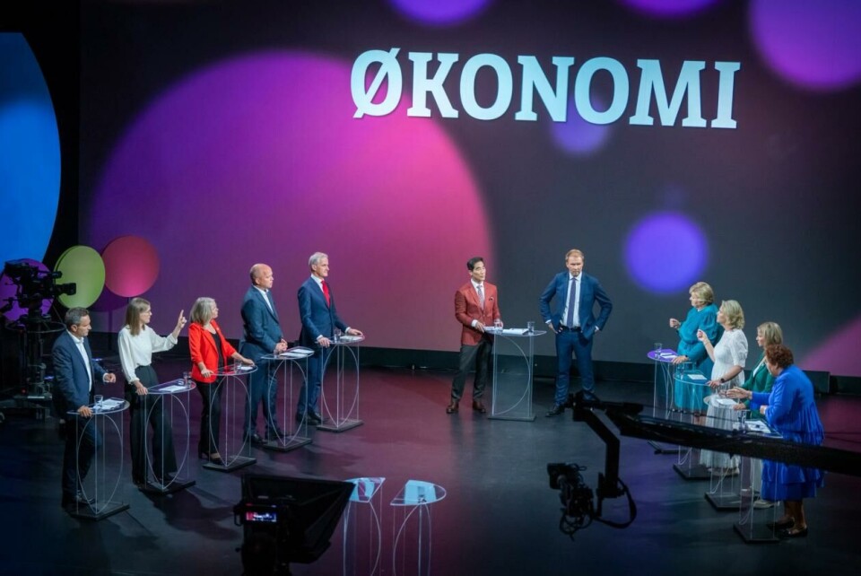 Renteøkning og økonomi var ett av temaene under partilederdebatten i Arendal. Foto: Heiko Junge / NTB