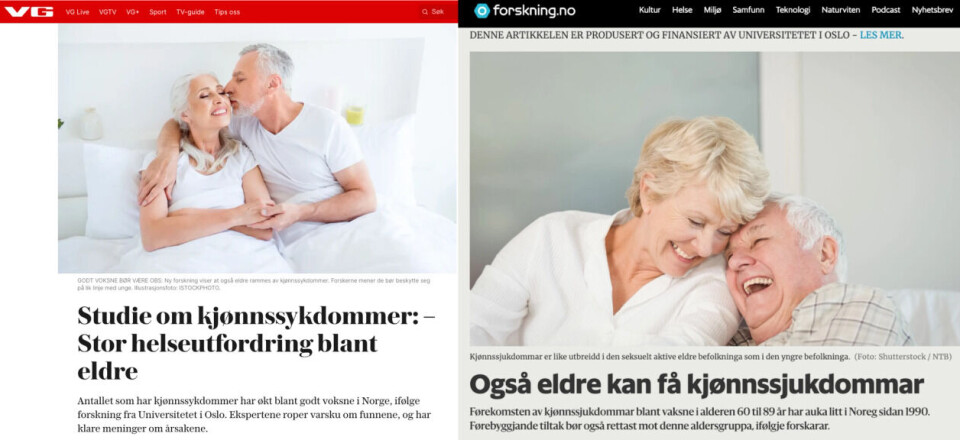 Skjermdump fra vg.no og forskning.no.