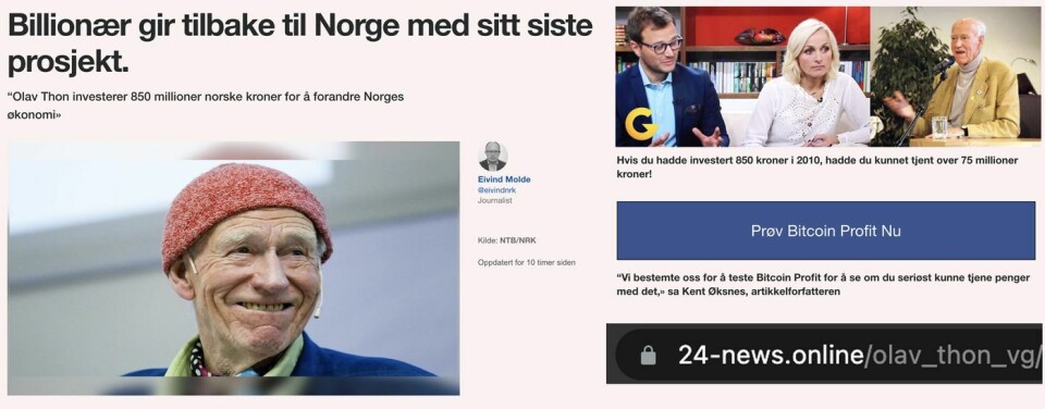 Flere elementer ved artikkelen avslører at den er falsk. Faksimile: 24-news.online