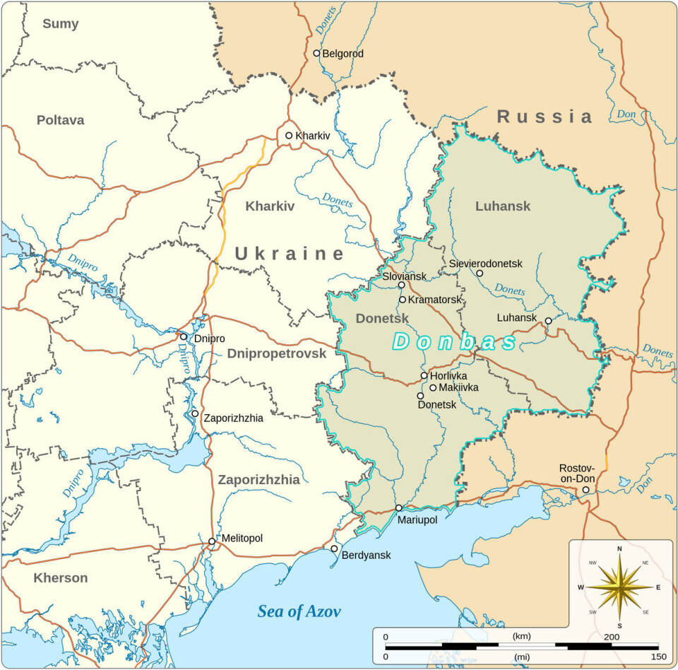 Den omstridte regionen, øst i Ukraina. Foto: Wikimedia Commons/Goran tek-en