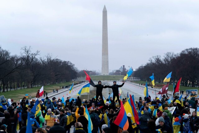 Støttemarkeringer i Washington, D.C. på lørdag. Foto: AP Photo/Jose Luis Magana/NTB hovedbilde