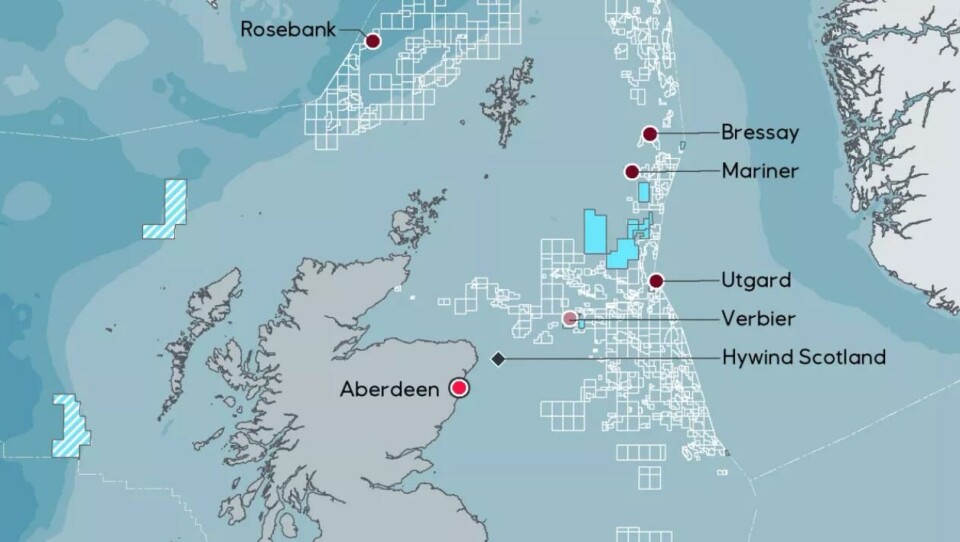 Oljefeltet Rosebank ligger utenfor Shetland på 1100 meters dyp. Det ble oppdaget i 2004. Equinor er operatør. Kart: Equinor