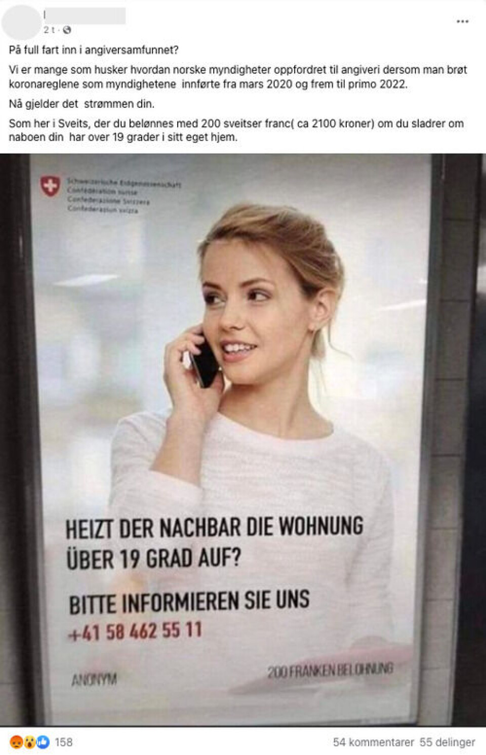 Den falske plakaten har blitt delt både i Norge og andre land. Skjermbilde: Facebook.