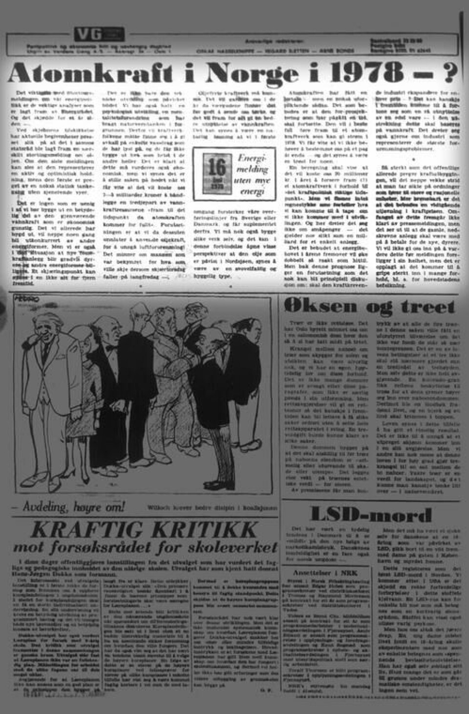 Oljefyrt kraftverk må komme, skrev VG på lederplass i 1970. Faksimile: VG, 16. juni 1970.