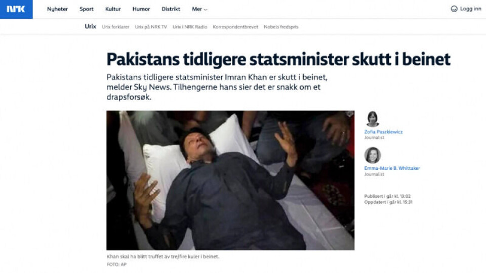 Slik så saken ut på nrk.no. Skjermdump, NRK