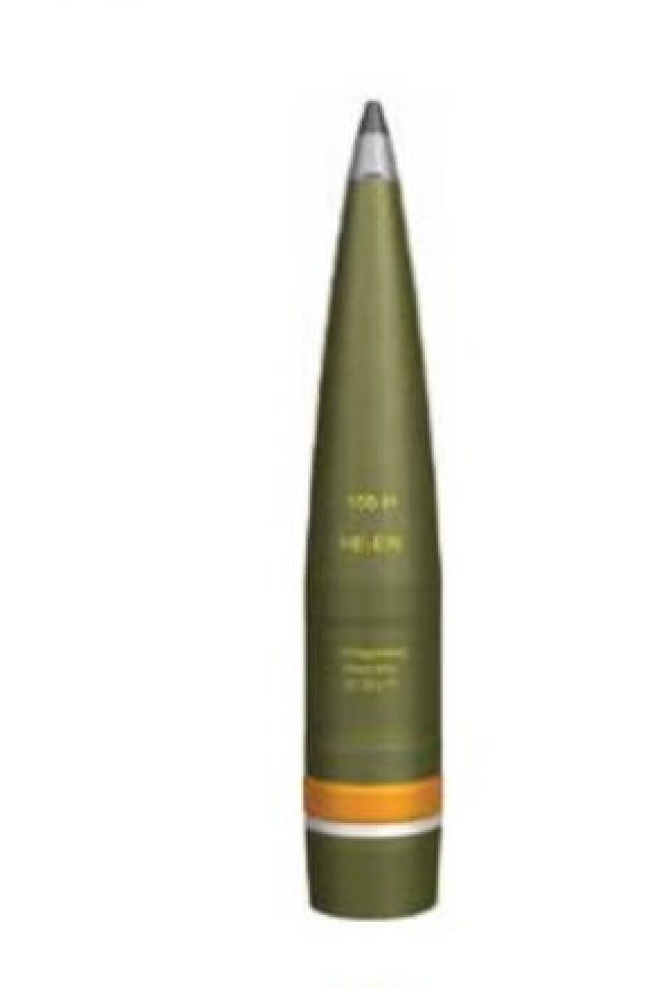 155 mm HE-ER er grønnmalt. Den grønne fargen er standard for denne type ammunisjon innad i Nato. Foto: Nammo.