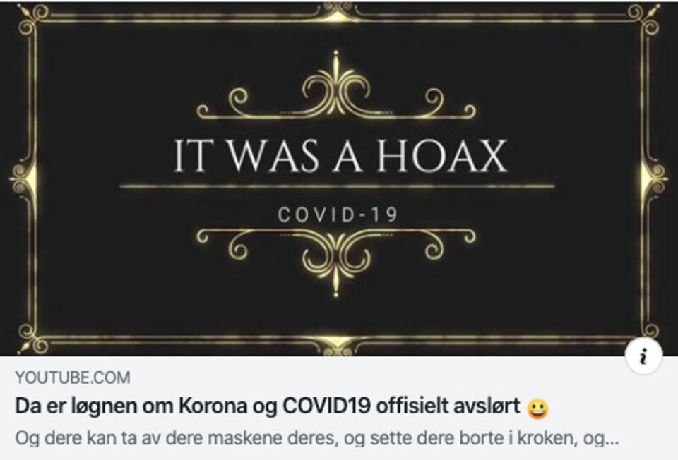 Slik ser videoen ut når den deles på Facebook. Skjermbilde fra Facebook. Slik ser videoen ut når den deles på Facebook.