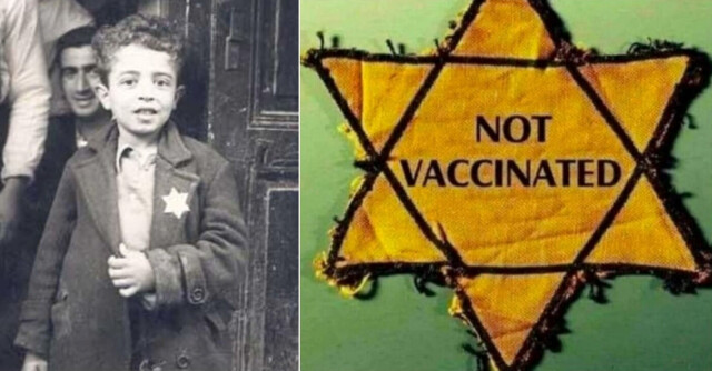 Dette bildet ble delt i Facebook-gruppen Sannhetsministeriet i september. Den lille jødiske gutten ble sendt til Auschwitz og drept året etter at bildet av han ble tatt. Skjermbilde: Facebook. hovedbilde