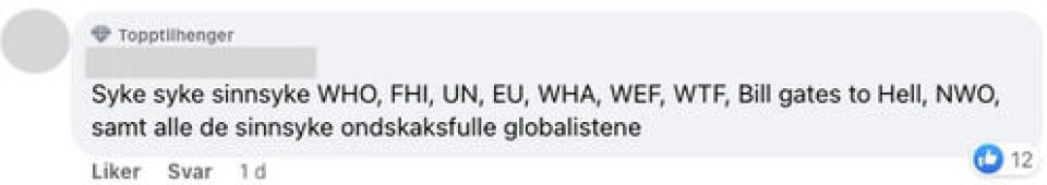 Internasjonale organisasjoner som WHO, FN og EU står sentralt i «plandemi»-teorien. Det samme gjør Bill Gates, som beskyldes for å tjene seg rik på vaksiner. Skjermbilde: Facebook.