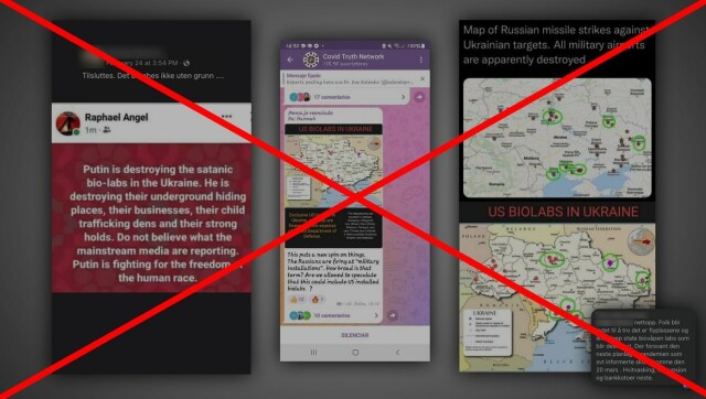 Feilaktige påstander om at Russland angriper amerikanske biolaboratorier i Ukraina, spres nå i sosiale medier. Påstandene stammer fra en russisk desinformasjonskampanje fra 2018. Skjermbilder: Facebook. hovedbilde