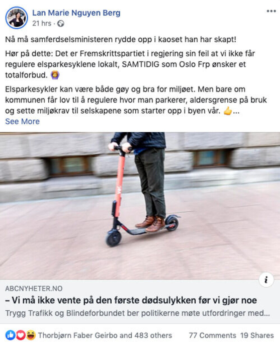 Skjermbilde fra Facebook