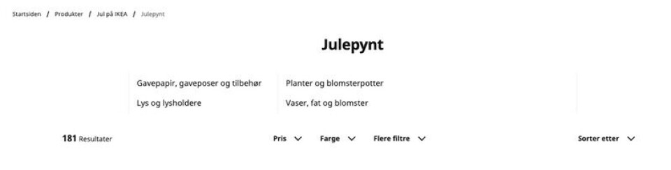 Foto: Skjermdump / Ikea.no