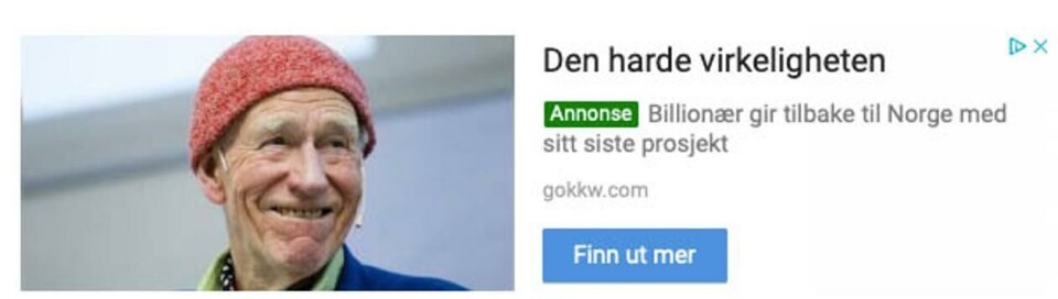 Google-annonse vist på norske nettsider. Google-annonse vist på norske nettsider.