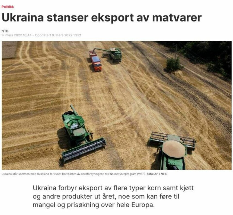 Artikkelen fra NTB ble publisert av en rekke medier, blant annet ABC Nyheter. Skjermdump: ABC Nyheter.
