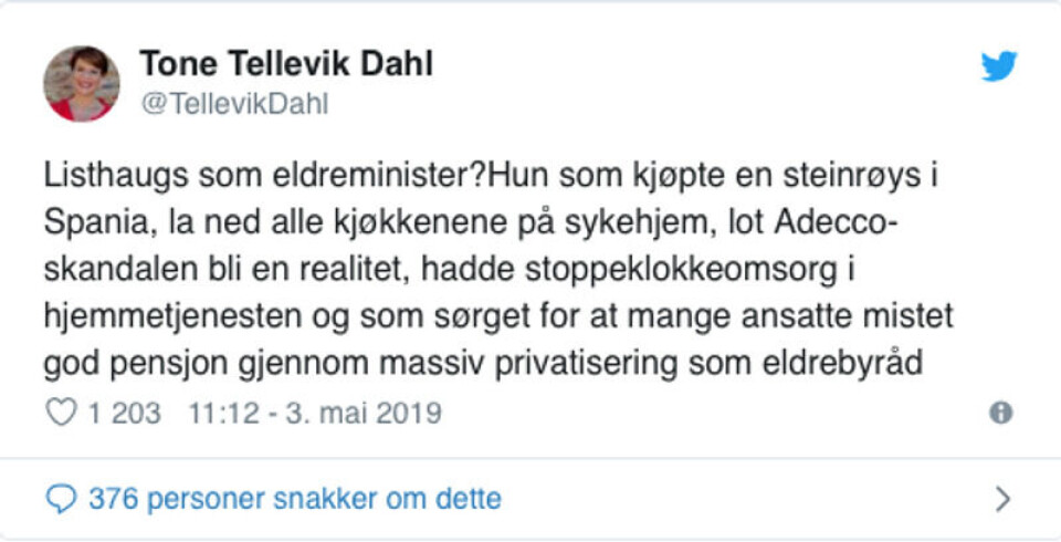 Skjermdump: Twitter