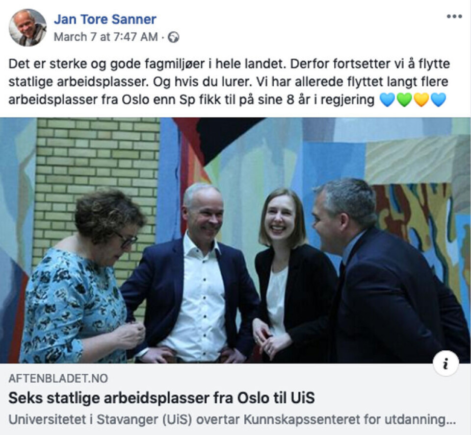 Skjermdump fra Facebook.