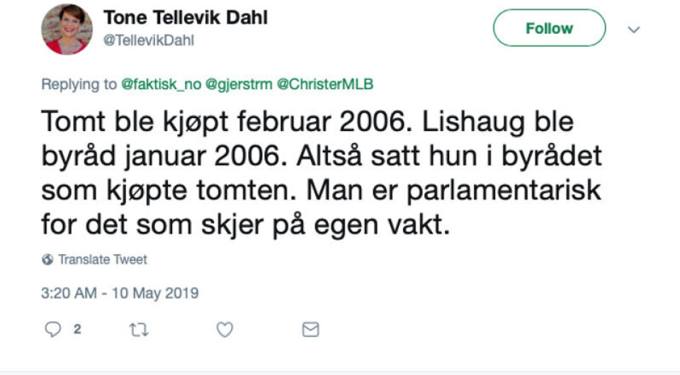 Skjermbilde fra Twitter.