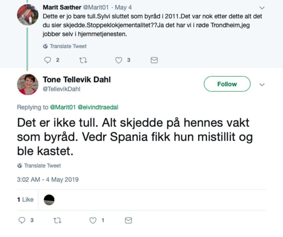 Skjermbilde fra Twitter.