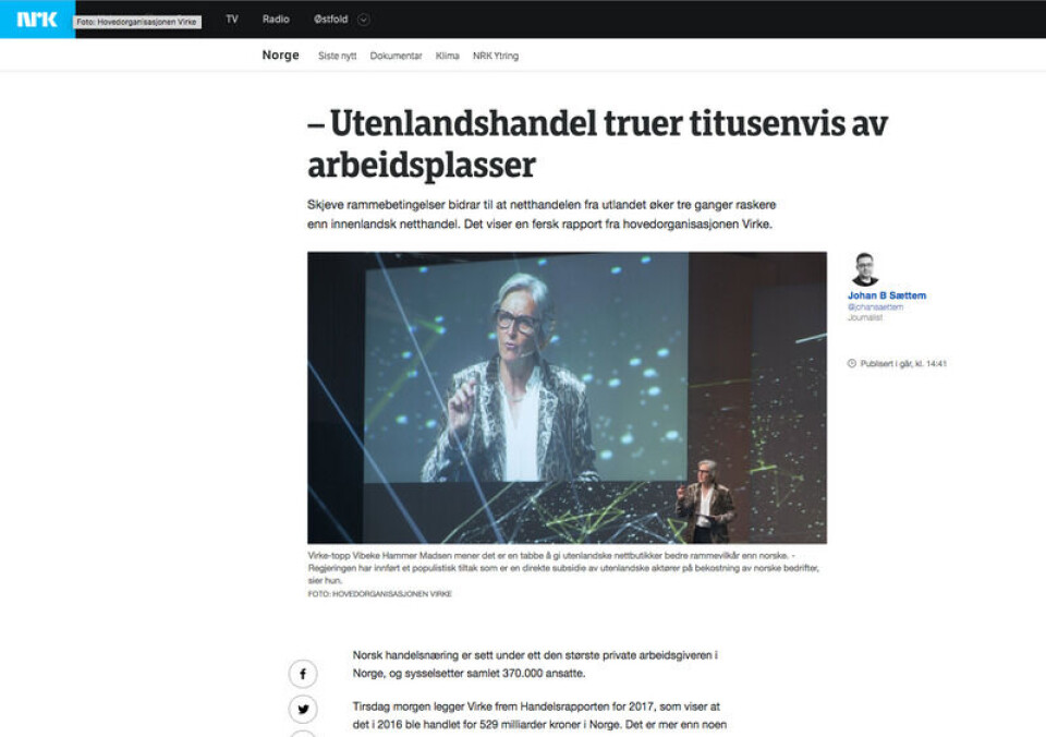 Foto: Skjermdump / NRK.no